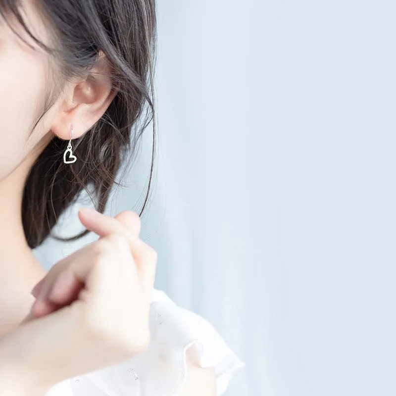 Серьги с геометрическим узором S925 серебряные серьги милым сердцем Простые