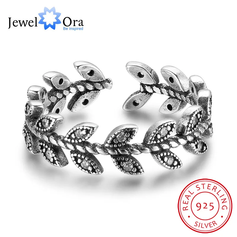 Solid 925 Sterling Silver Ring For WomenTrendy Style Leave Shape Accessories Adjustable Rings On Party (JewelOra RI102712) | Украшения и