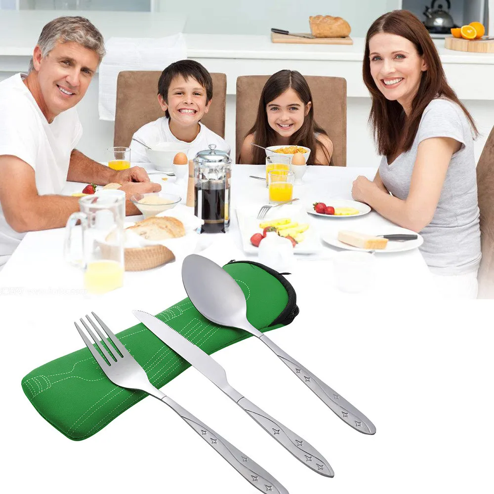 3 шт нержавеющая стальные ножи столовая ложка вилка семейный отдых кемпинг