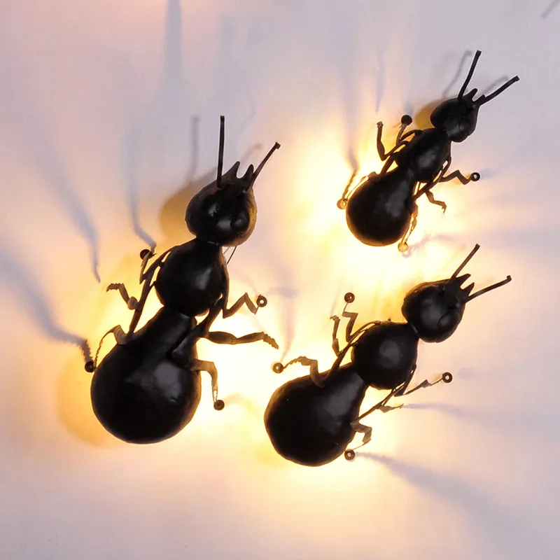 Насекомые Арт Деко LED Железный муравей Настенные светильники лампы черные для