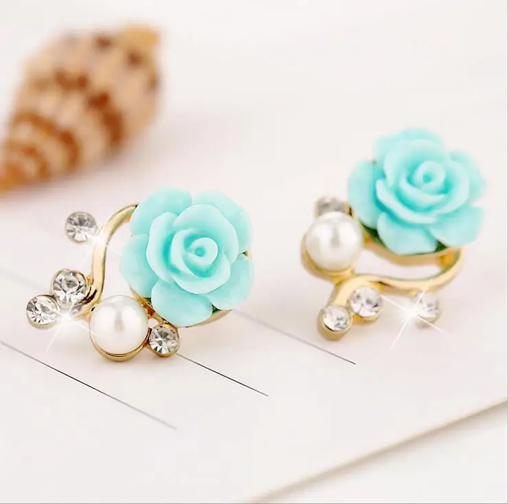 В Корейском стиле модные серьги с жемчугом женские розы Стразы в виде ракушки
