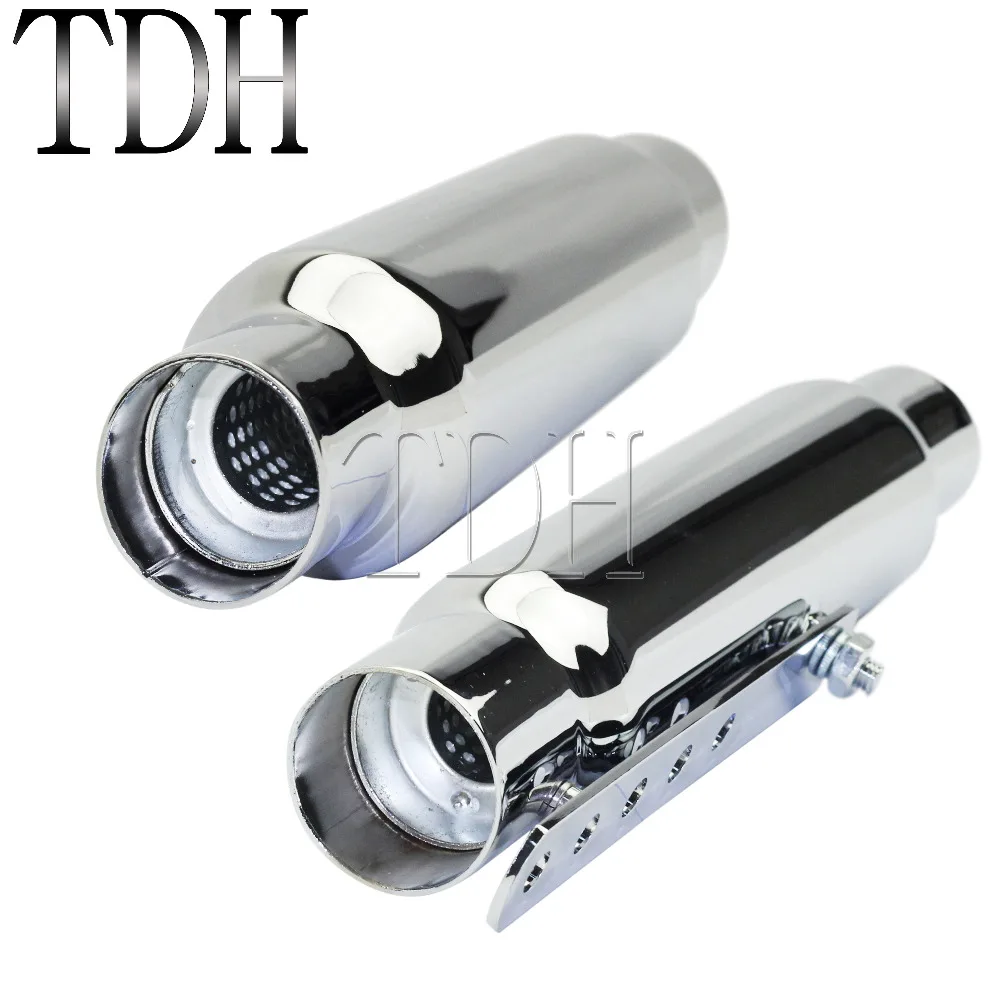 1 пара короткий тип мотоцикла 1/2 &quot1 3/4&quot Хромированный глушитель ретро для Harley
