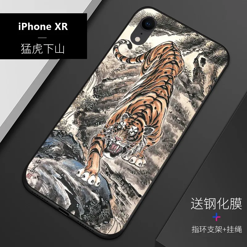 Чехол для Iphone XR с тиснением в винтажном стиле изображением восточно-азиатского