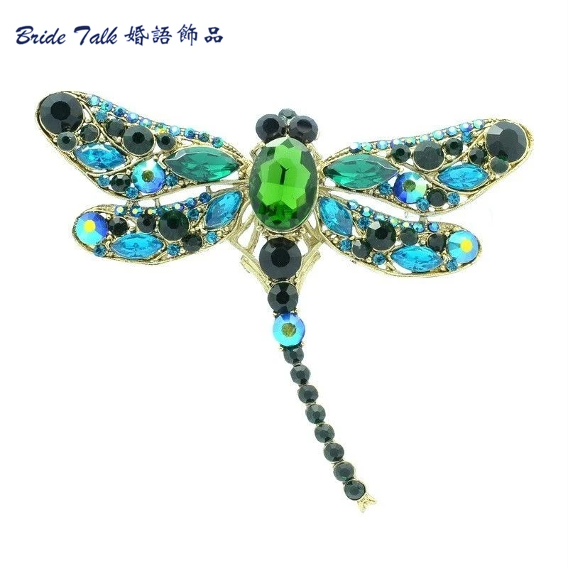 Модная брошь в виде стрекозы Стразы с кристаллами женское ювелирное изделие для