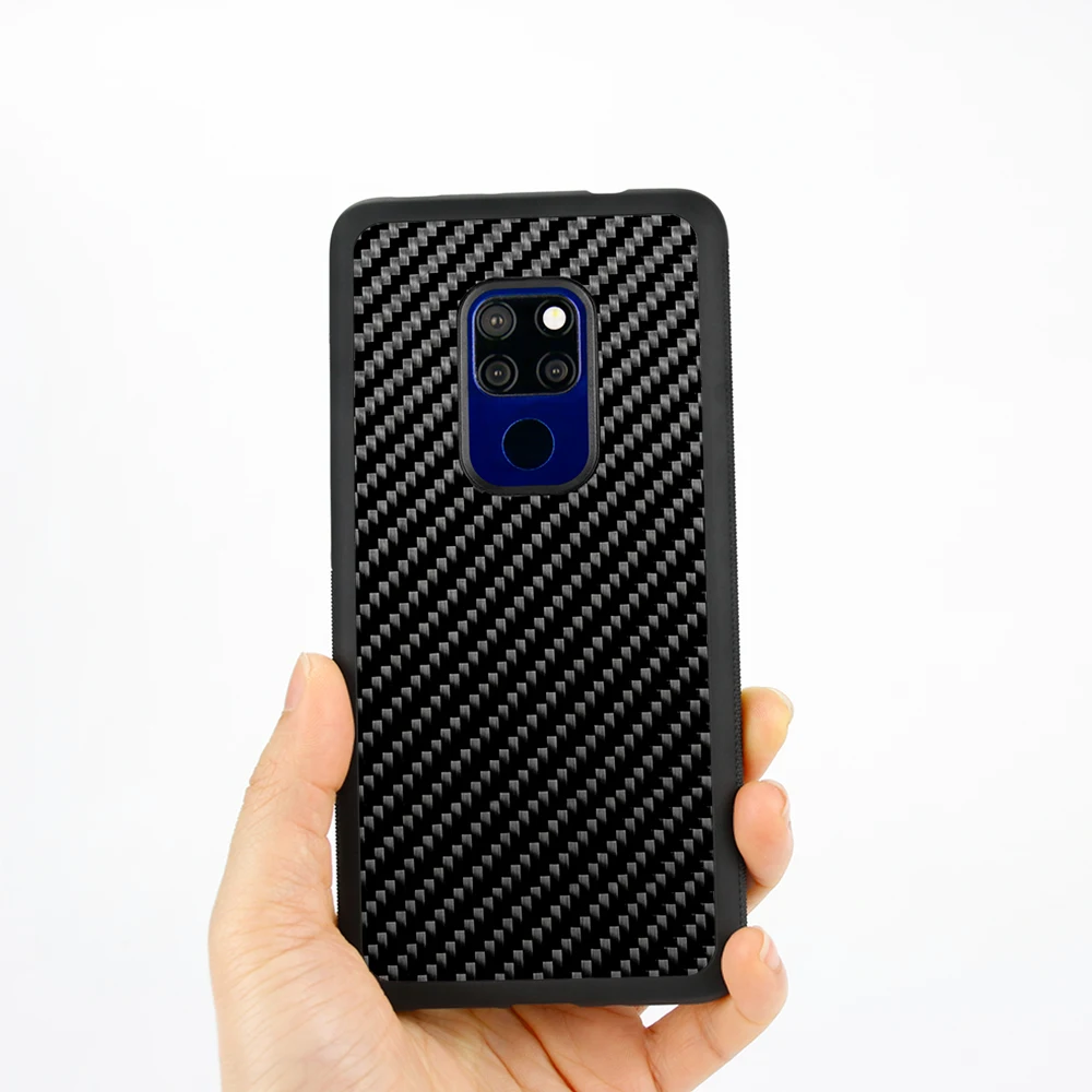 M Чехол Реальные углеродного волокна чехол для huawei mate 20 чехол-накладка из мягкого ТПУ+ ПК анти-скольжения для huawei mate 20 PRO Чехол-черный глянцевый