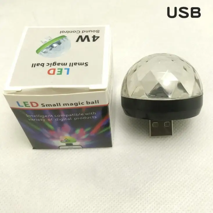 Black USB Light Мини USB диско-светильник светодиодный вечерние светильник s Портативный хрустальный магический шар красочный эффект сценический светильник для дома вечерние украшения караоке - Испускаемый цвет: Black USB Light