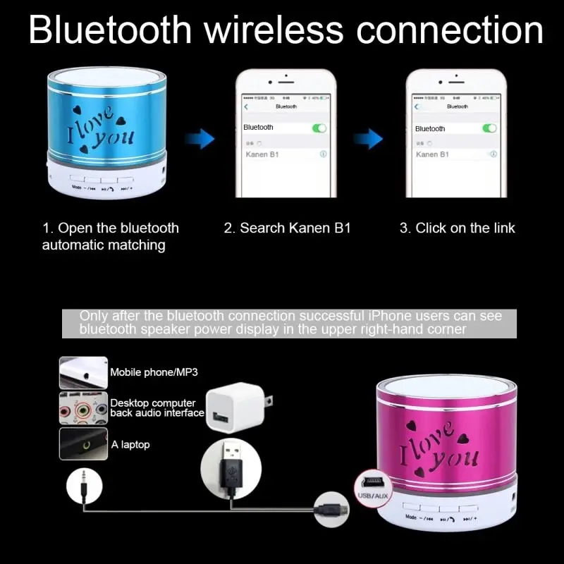 Новый мини Портативный BT стерео Динамик со встроенным микрофоном и RGB