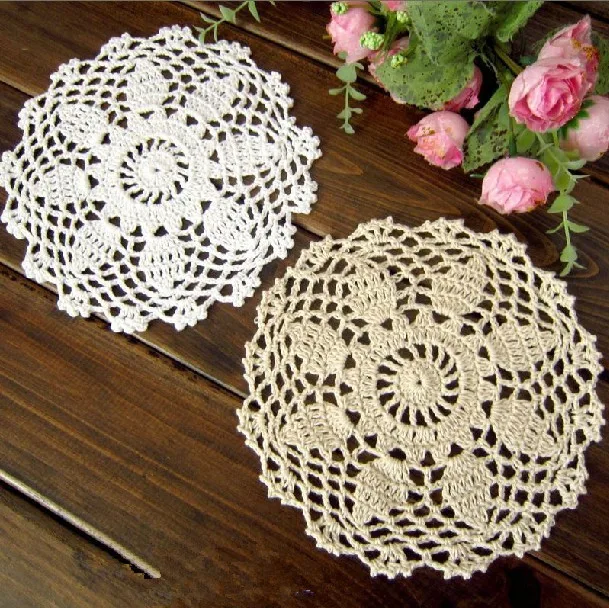 100% хлопок ручной работы коврик для чашки серовато-бежевая салфетка 16CMX16CM 12 шт./лот