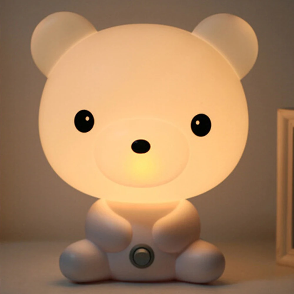 ЕС Plug маленьких Спальня лампы Ночник мультфильм Животные Панда Кролик ПВХ