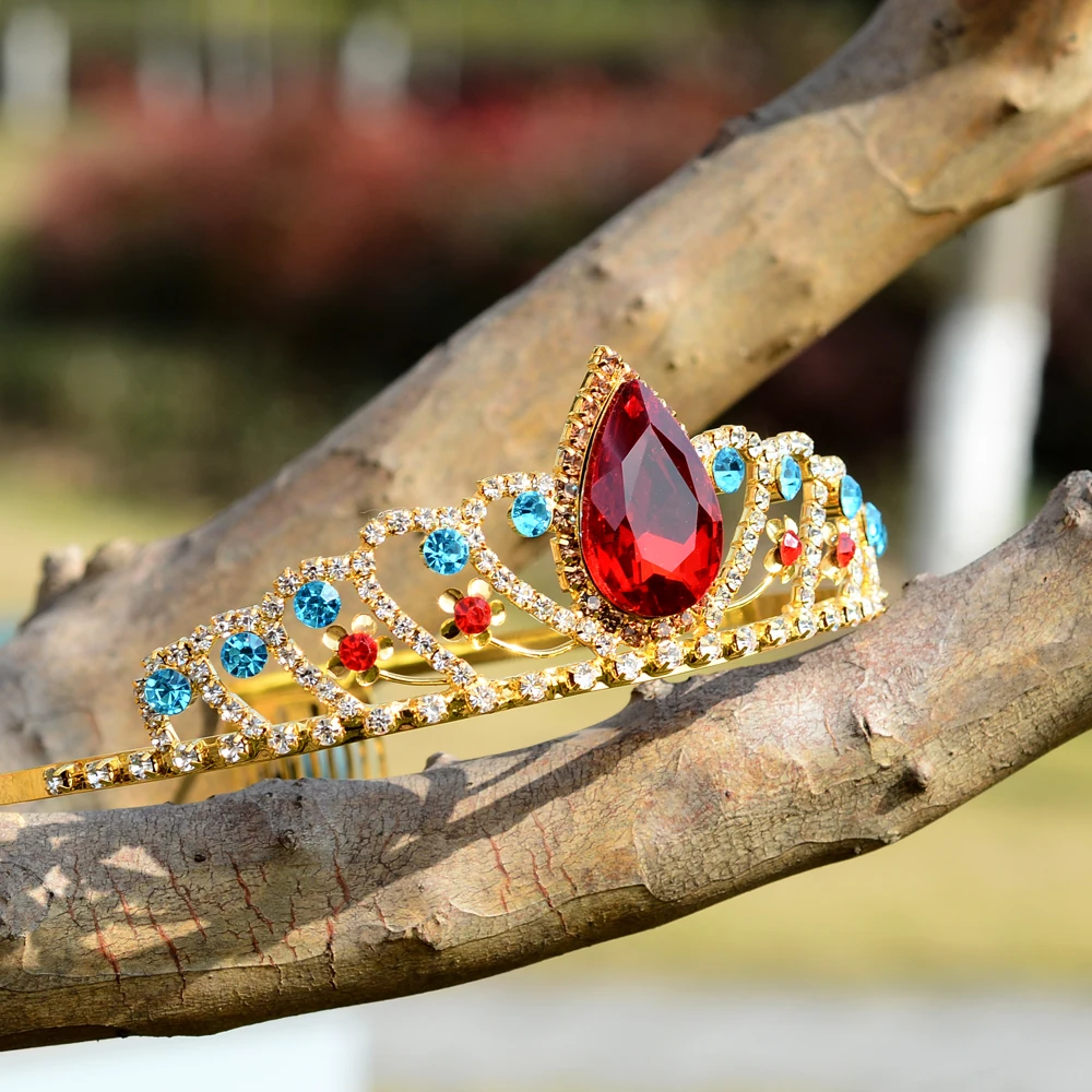 Корона принцессы диадема большой жемчужный кристалл золотой головной убор