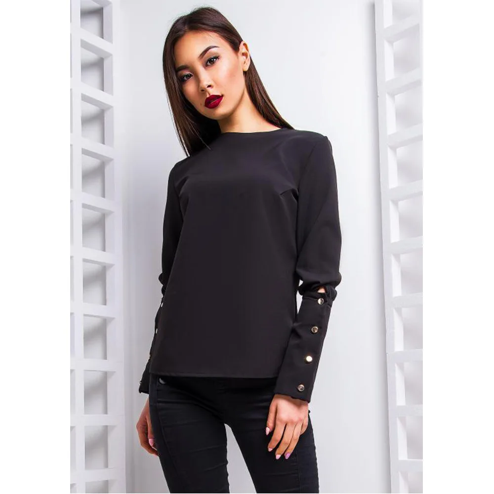 Женская Базовая полосатая блузка Autume с длинным рукавом круглым вырезом Топы Femme OL