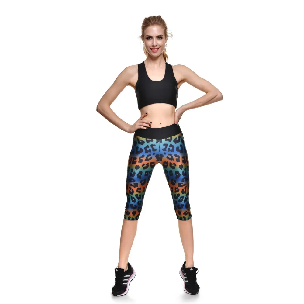 Летняя мода стиль Новые узкие для женщин спортивные эластичные капри Высокая