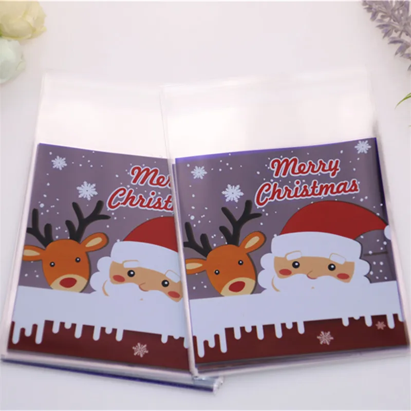 

New Design 100pcs/lot 10x13cm High Quality Christmas Gift Packaging Plastic Self-adhesive Package Bags For Candy