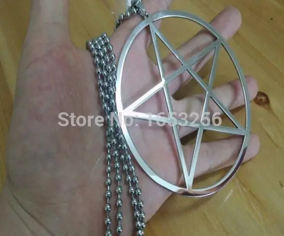 Большой размер 4 ''полированный пентаграмма с пентаграммой в круг