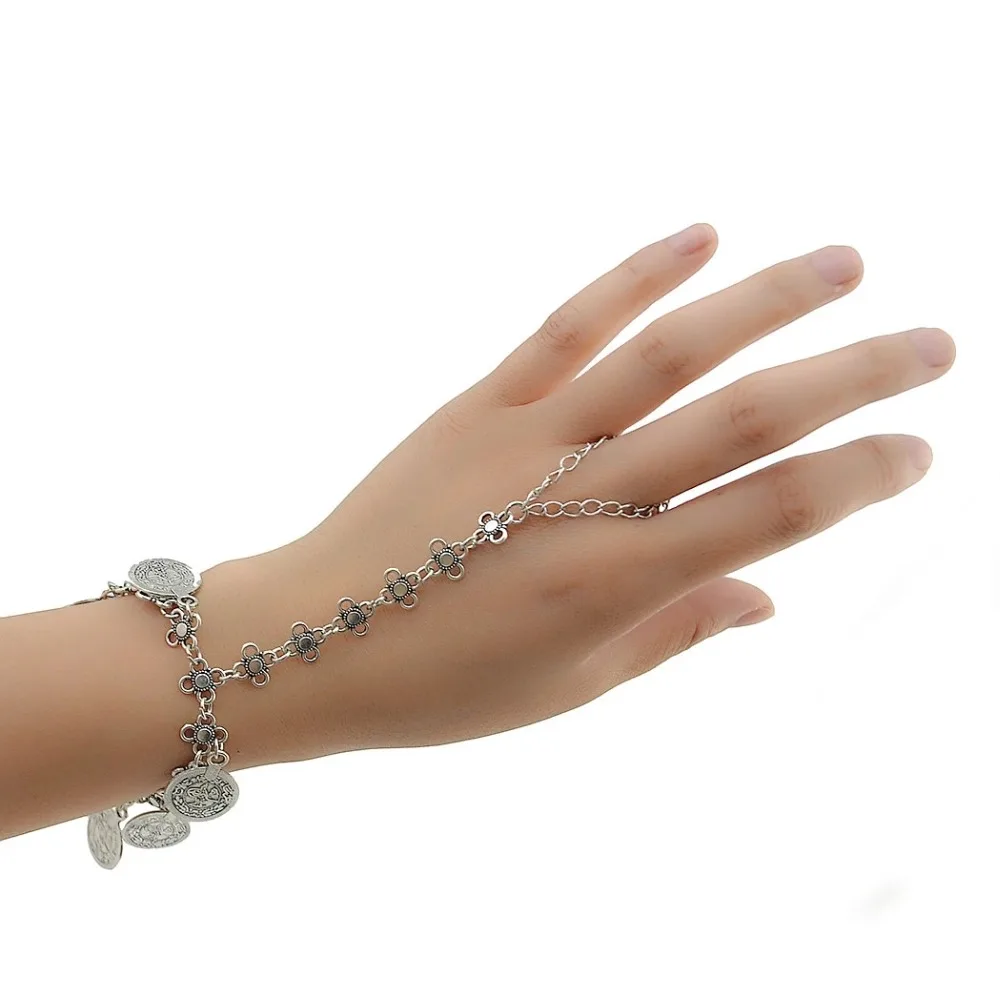Богемная монета Шарм Slave браслеты для женщин Винтажный серебряный цвет браслет