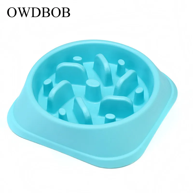 blue OWDBOB анти дроссель для Кормления Собаки еда миски щенок замедлить питание кормушка миска здоровая диета блюдо товары для домашних собак - Цвет: blue