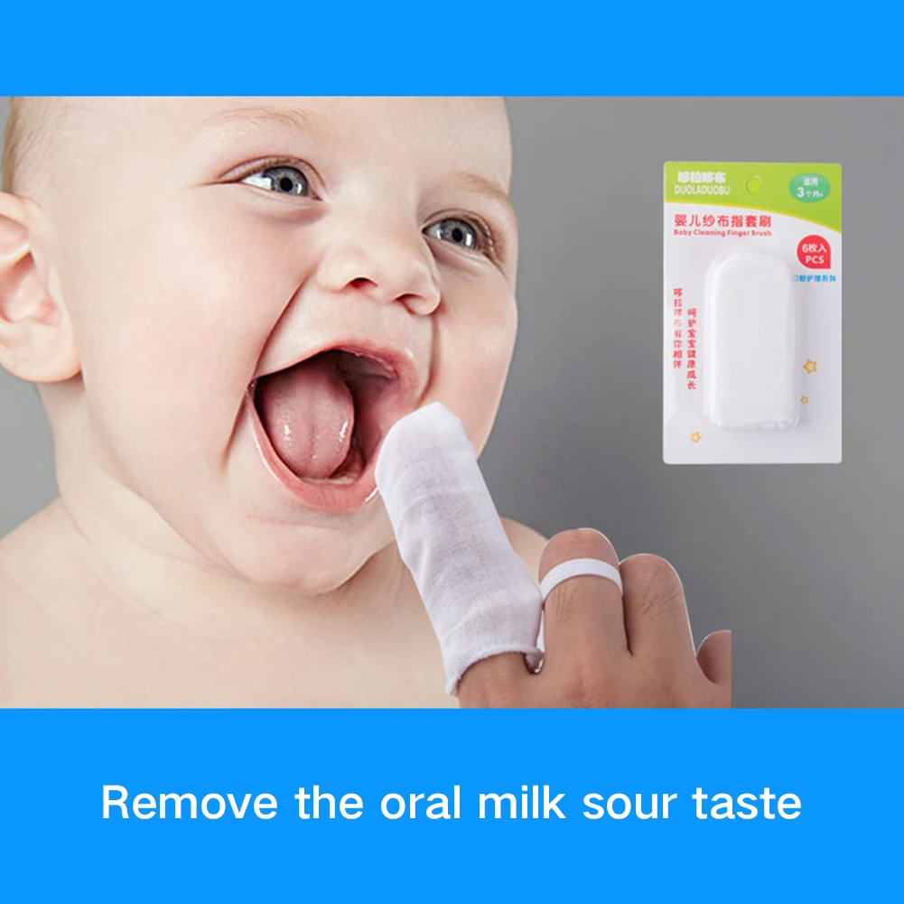 6pcs Soft Finger Toothbrush Dental Baby Care Hygiene Gauze White Infant Oral Cleaning