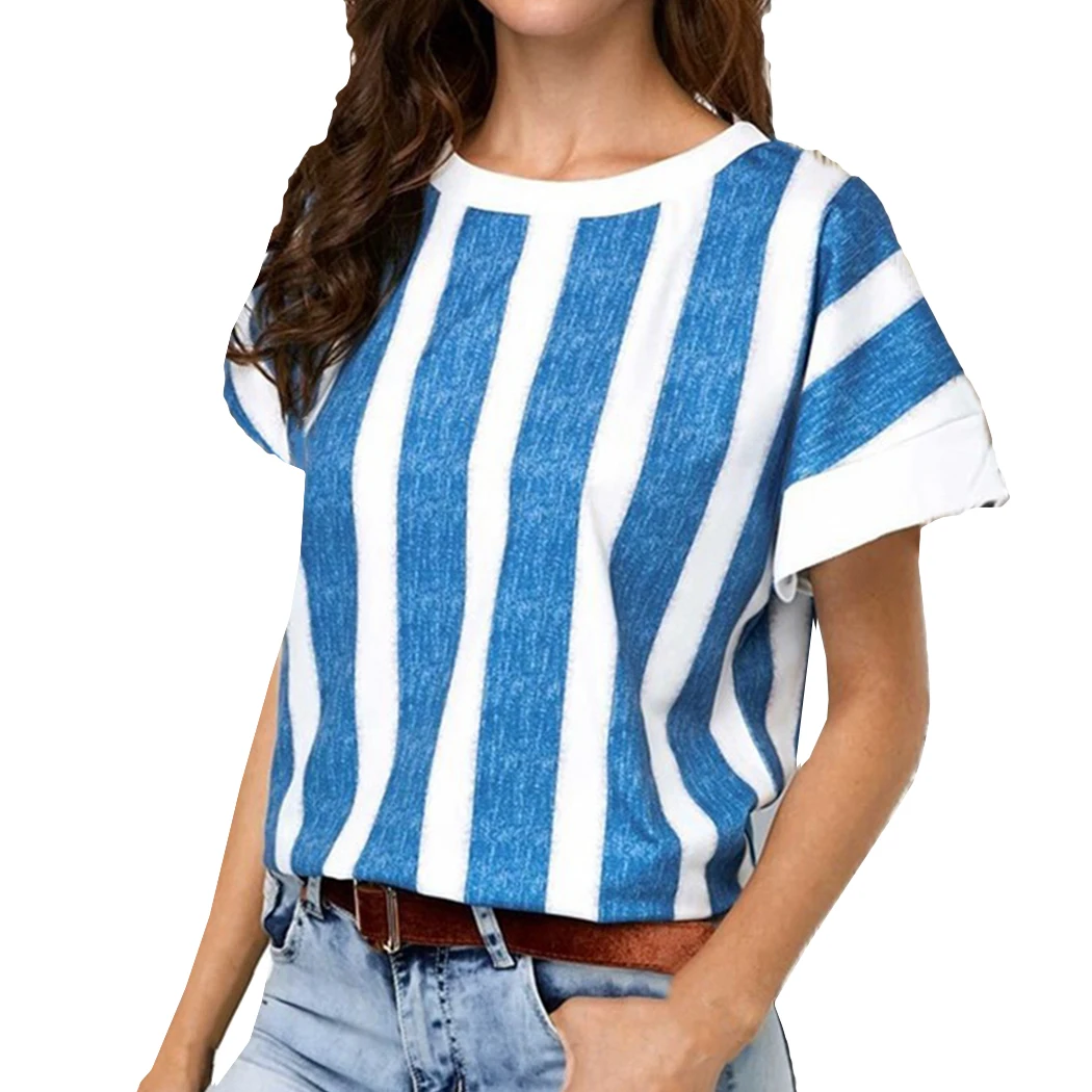 Женская футболка большого размера летний короткий рукав с регулирующей пряжкой