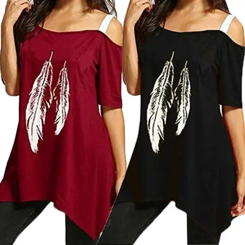 Женская футболка на одно плечо Свободный Повседневный пуловер с коротким