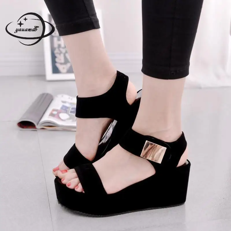 

Yauamdb Women Sandals Female 35-41 Summer 7cm High Heels Platform Sandals Wedges Peep Toe Ladies Gladiator Shoes Ly26