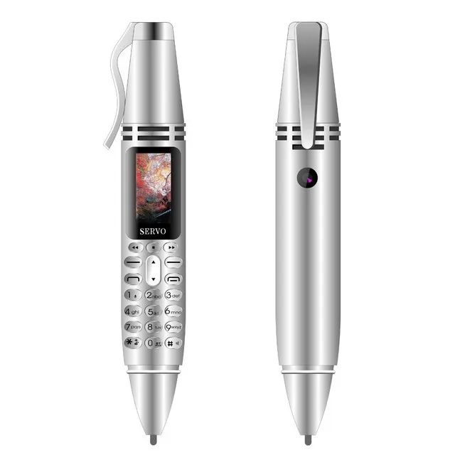 Серебристый SERVO K07 ручка мини сотовый телефон 0,9" маленький экран Две sim-карты Фонарик Bluetooth Dialer разблокировка Мобильный Телефон Запись Ручка телефоны - Цвет: Серебристый