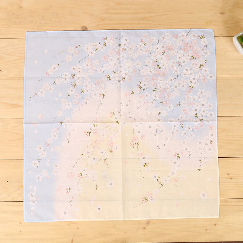 12pcs 45*45cm new Cotton Handkerchiefs Business Women Gradient cherry blossom Handkerchief