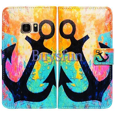 Bcov Марка Черный Якорь Фолио Кожаный Чехол Для Samsung Galaxy S6 103027408|cover|cover sheetcover flv to mp4 |
