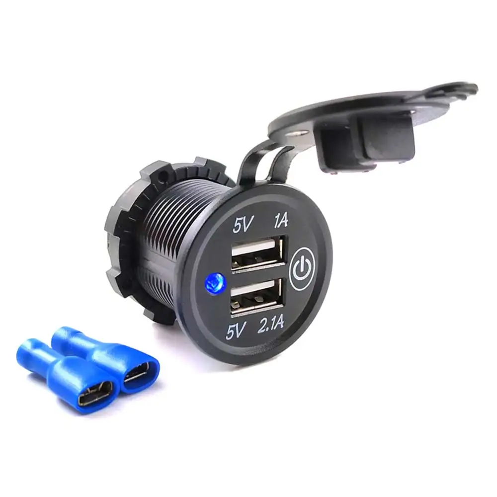 Car Motorcycle ATV Boat Cigarette Lighter 5V/2.1A 1A Dual USB Socket Splitter Charger Power Adapter Plug For Mobile Phone |