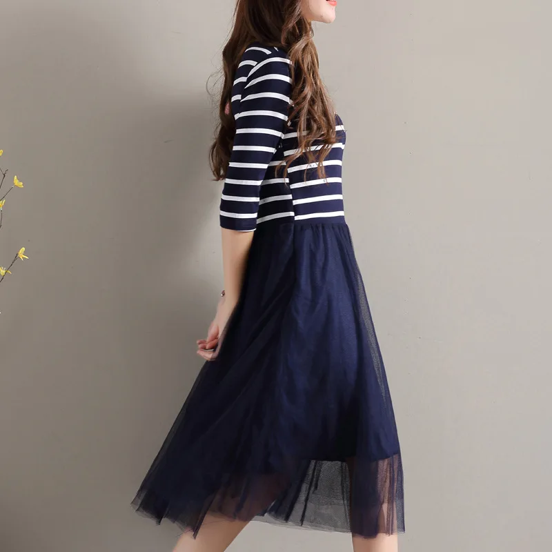 WMWMNU Новинка 2017 года летнее платье сетка повседневная ретро полосатый