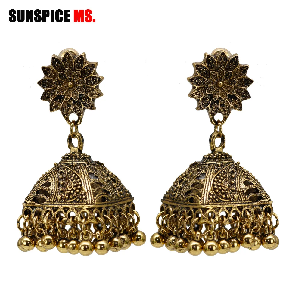kle016gold SUNSPICE, MS, этнические, индийские, птичья клетка, серьги для женщин, античное золото, серебро, цвет, Египетский, серьги-капли, Ретро стиль, Ретро стиль, бохо, Древние ювелирные изделия - Окраска металла: kle016gold