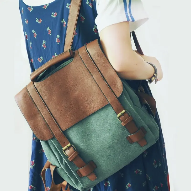 

Винтажный женский кожаный рюкзак, Холщовый Рюкзак, школьные сумки для девочек-подростков, высококачественный Женский рюкзак