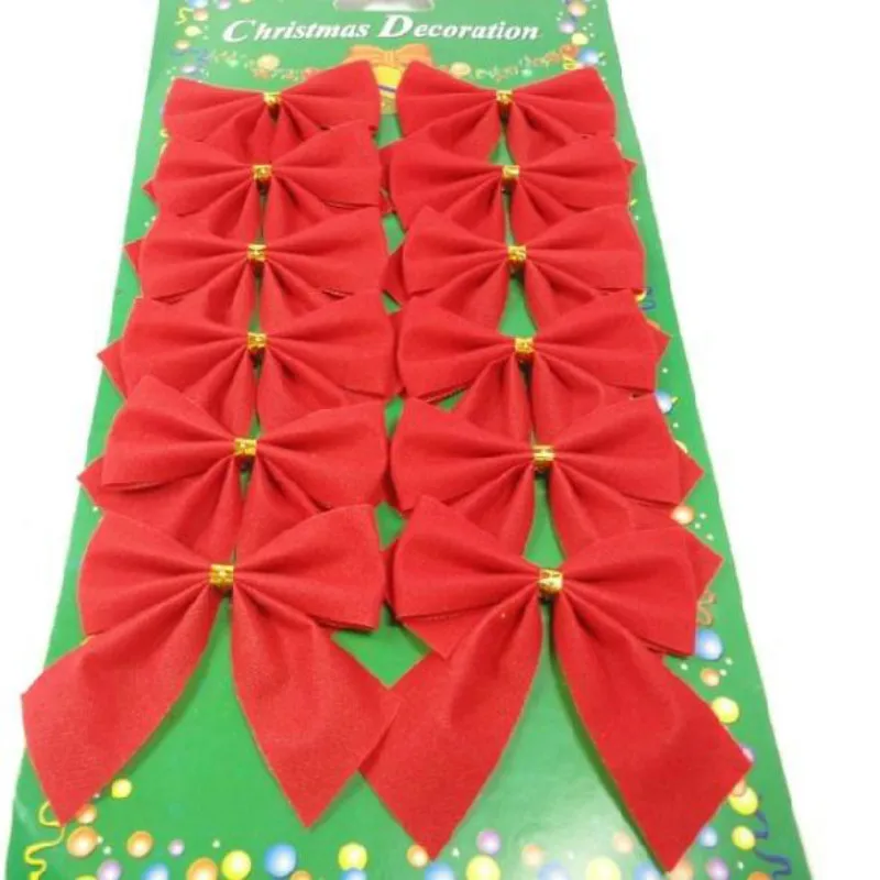 12 шт красный цвета: золотистый серебристый Ёлочные банты для рождественой елки
