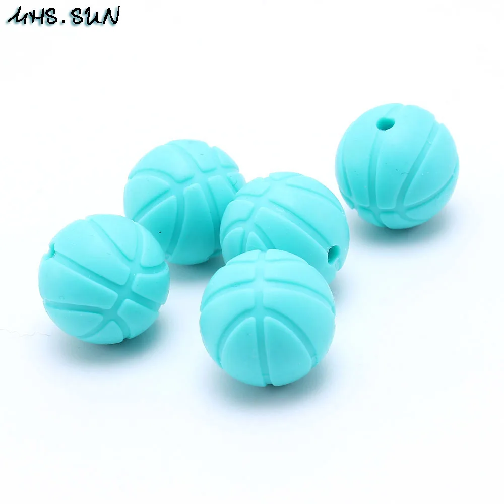 Blue MHS. SUN новые детские силиконовые для Прорезывание Зубов Бусины 16 мм Форма баскетбола силиконовые бусины пищевого качества жевательные Детские Прорезыватели - Цвет: Blue