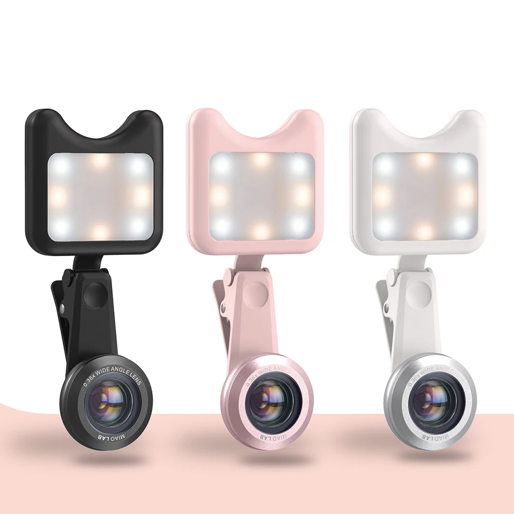 Универсальный 3 в 1 телефон объектив камеры комплект + Led selfie свет широкий anglemacro