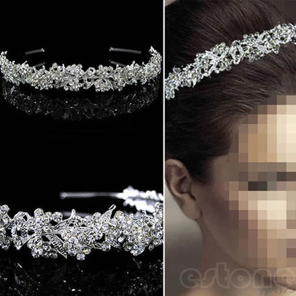 

2020 newest Twinkling Full Crystal Flower Leaf Wedding Bridal Flower Girl Tiara Fashion