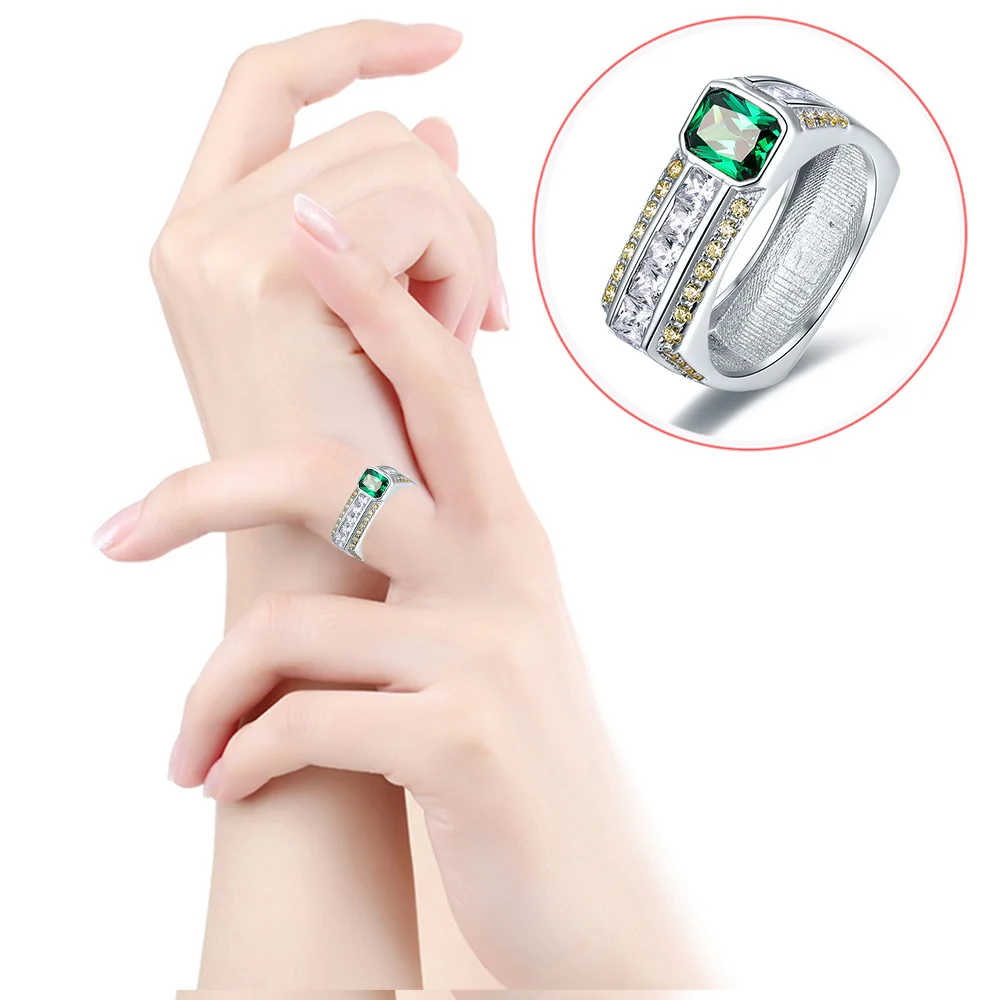 Мужское и женское кольцо из серебра 925 пробы с аметистом изумрудом|ring size|ring size 7fine