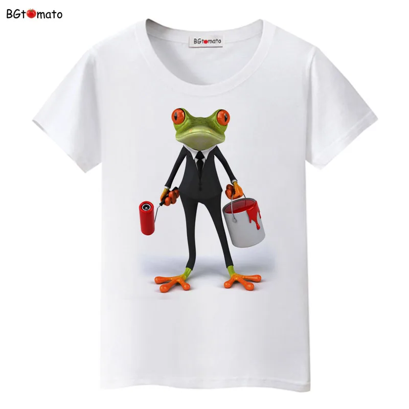 

3D Brush paint frog t shirt women originality brand funny shirt Brand good quality comfortable soft casual shirts