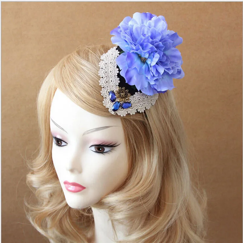 

Unique Design Stage Show Small Top Hat Retro Party Hair Accessories Flower Headwear Hairpins