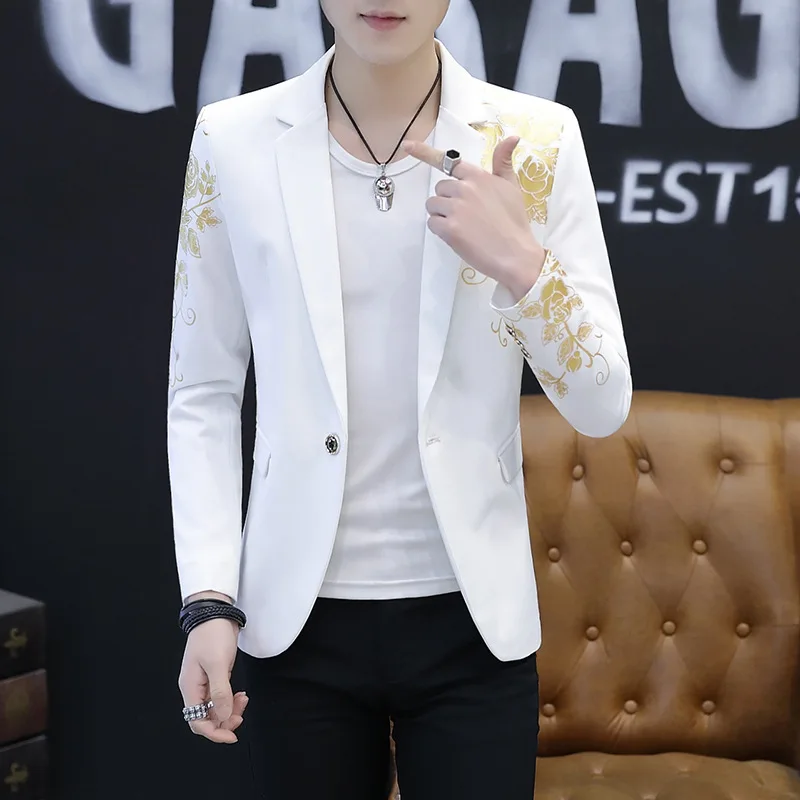 Одежда новинка 2019 костюм на одной пуговице повседневные мужские блейзеры белого