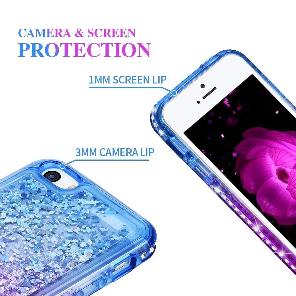 Gradient Quicksand Phone Case for iPhone 5S SE 5 Glitter Bling Protective Cover TPU Liquid Sparkle Girl | Мобильные телефоны и