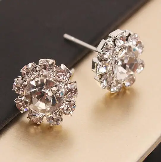 Серьги-гвоздики с кристаллами циркония 4ED03 | Украшения и аксессуары