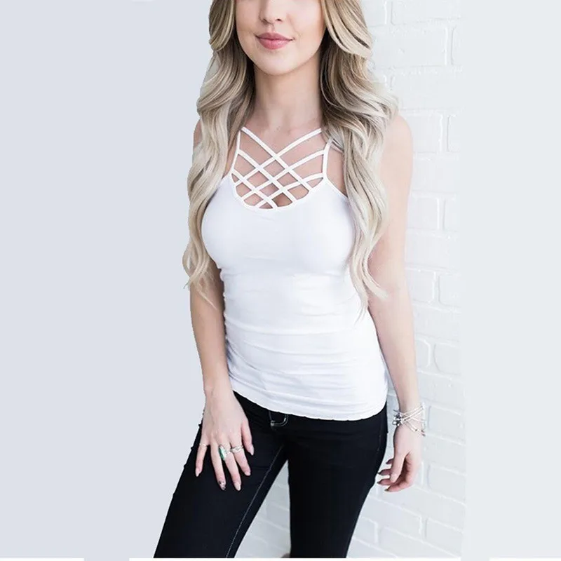 New Fashion Tank Tops Women Camisole Vest Casual Camis simple Stretchable Ladies Slim Sexy Strappy |