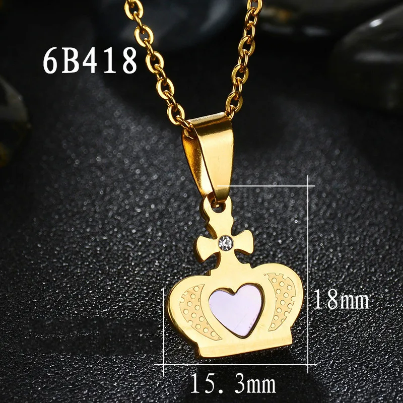 Eleple Ladies Shell Necklaces Exquisite Stainless Steel Crown Small Pendant Collarbone Necklace Jewelry dropshipping S-N237 | Украшения и