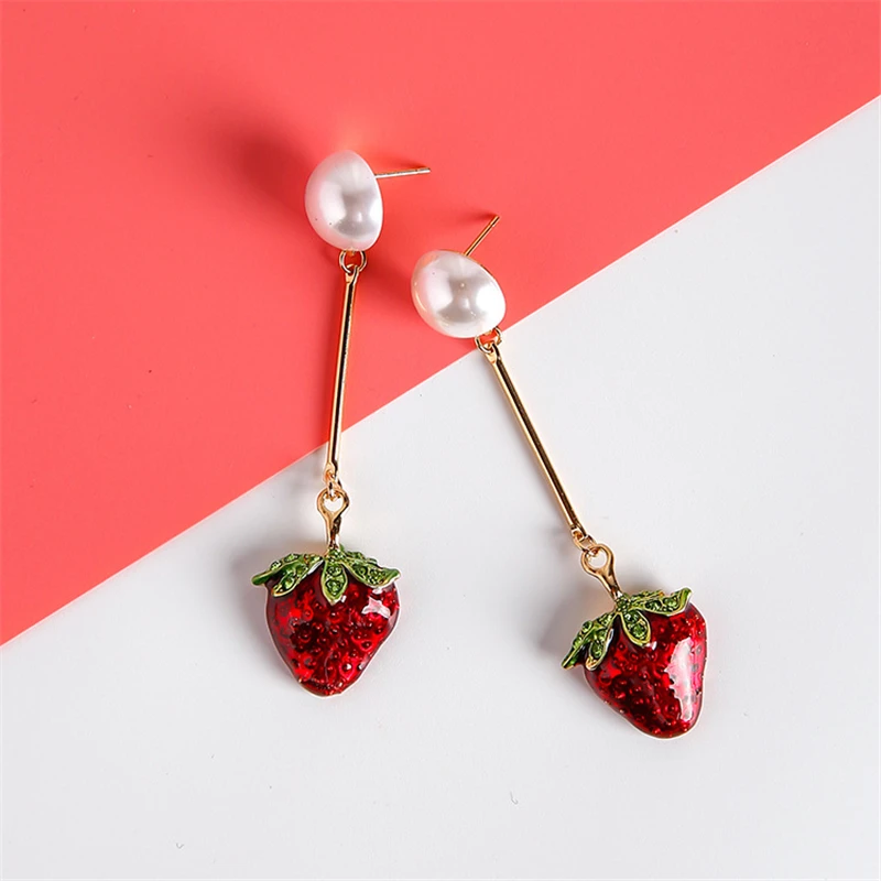 Дорин коробка Новинки для женщин Мода Клубника Серьги-гвоздики фрукты форме