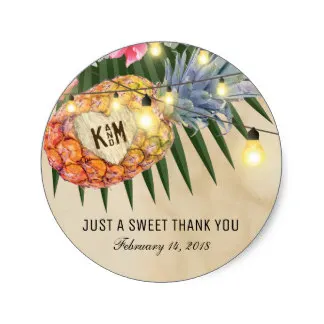 3 8 см винтажный ананас пляж тропический Свадебный Классический круглый стикер |