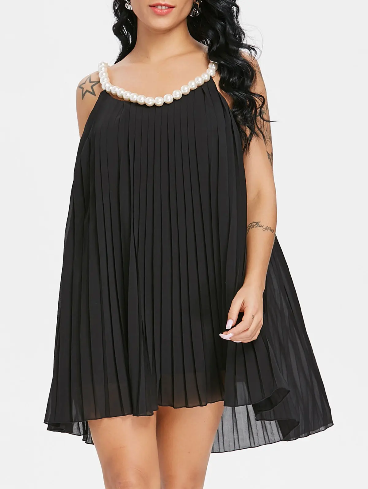 Женское плиссированное платье VESTLINDA свободное ТРАПЕЦИЕВИДНОЕ мини-платье без