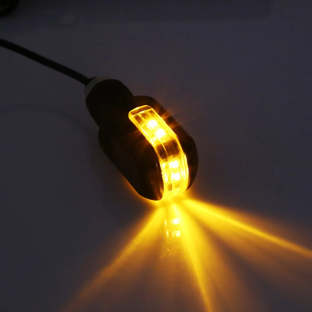 1 Pair LED Motorcycle Handlebar End Turn Signal Light Universal 18mm-22mm Indicator Flasher Handle Bar Blinker Side Marker Lamp |