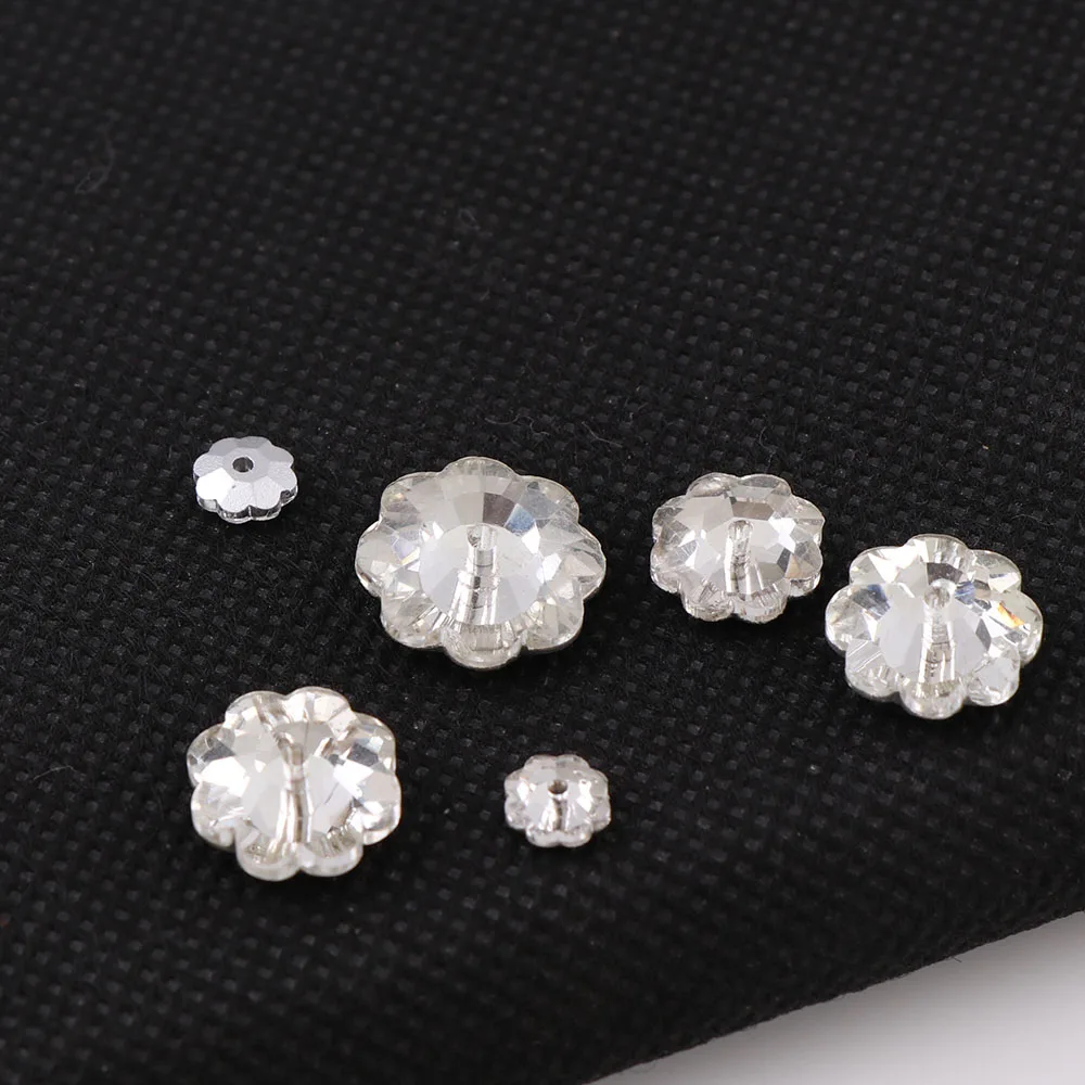 Цветок сливы с плоской задней поверхностью прозрачный камень для пришивания