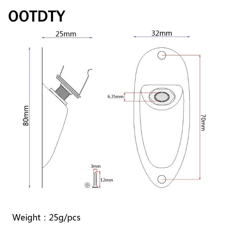 OOTDTY лодка вход выход Jack ПЛАСТИНА гнездо с винтами для Fender Strat гитары запчасти