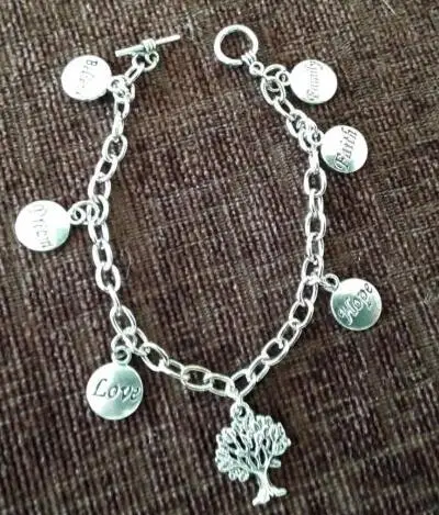 Винтажный браслет с серебряным древом жизни надеждой любовью верой мечтой